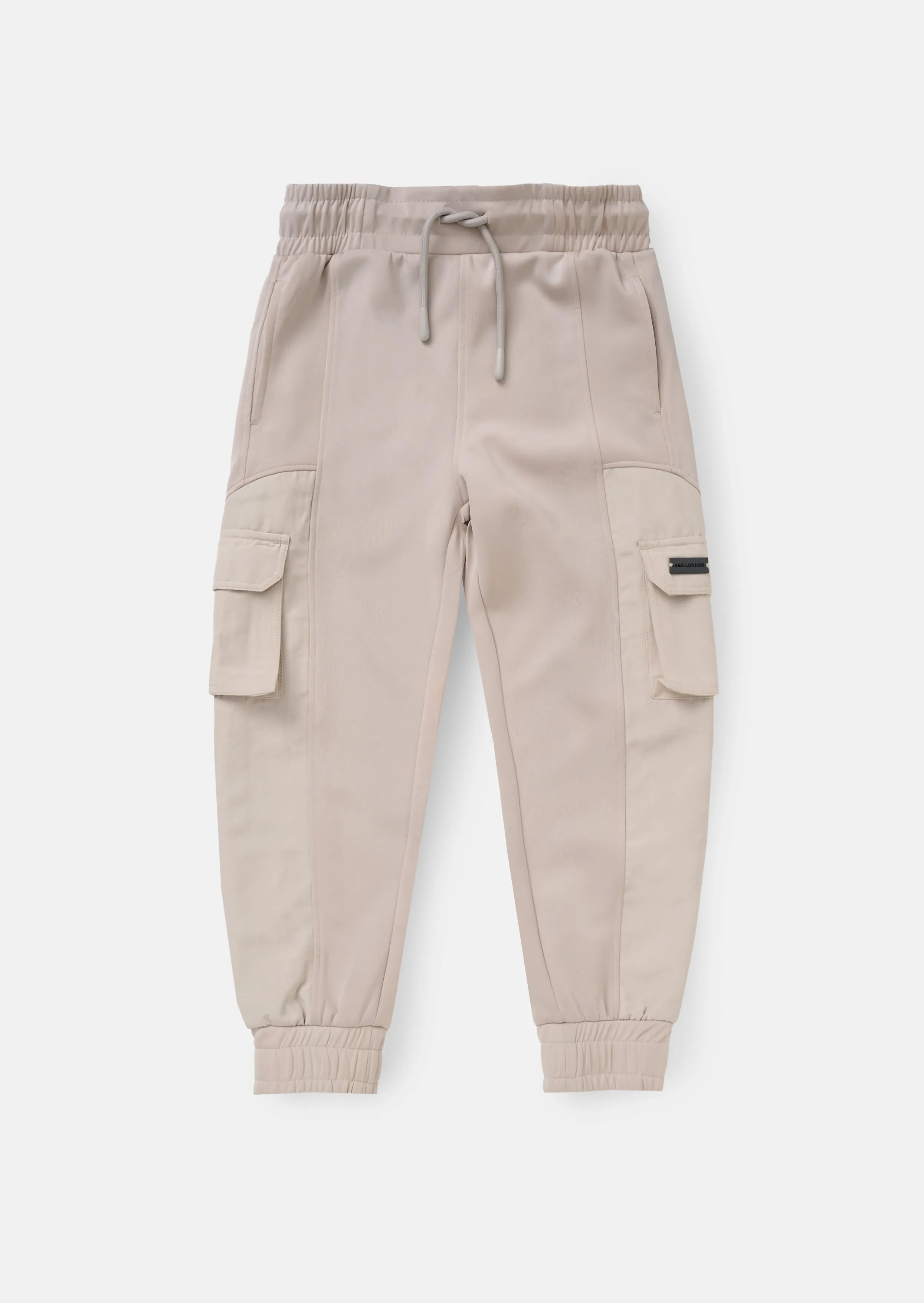 Frank Cream Panelled Mix Fabric Joggers
