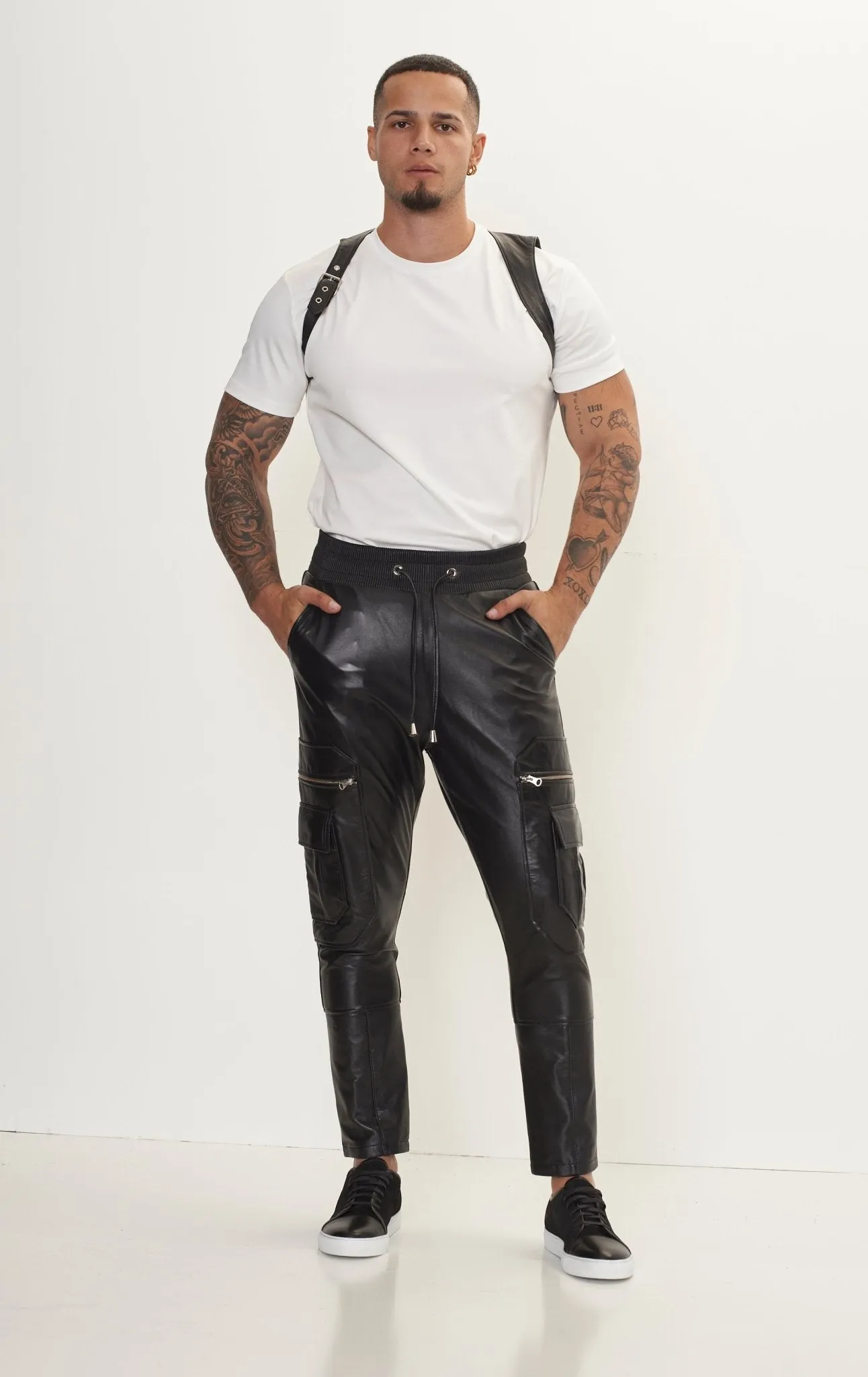 Genuine Leather Destination Joggers - Black