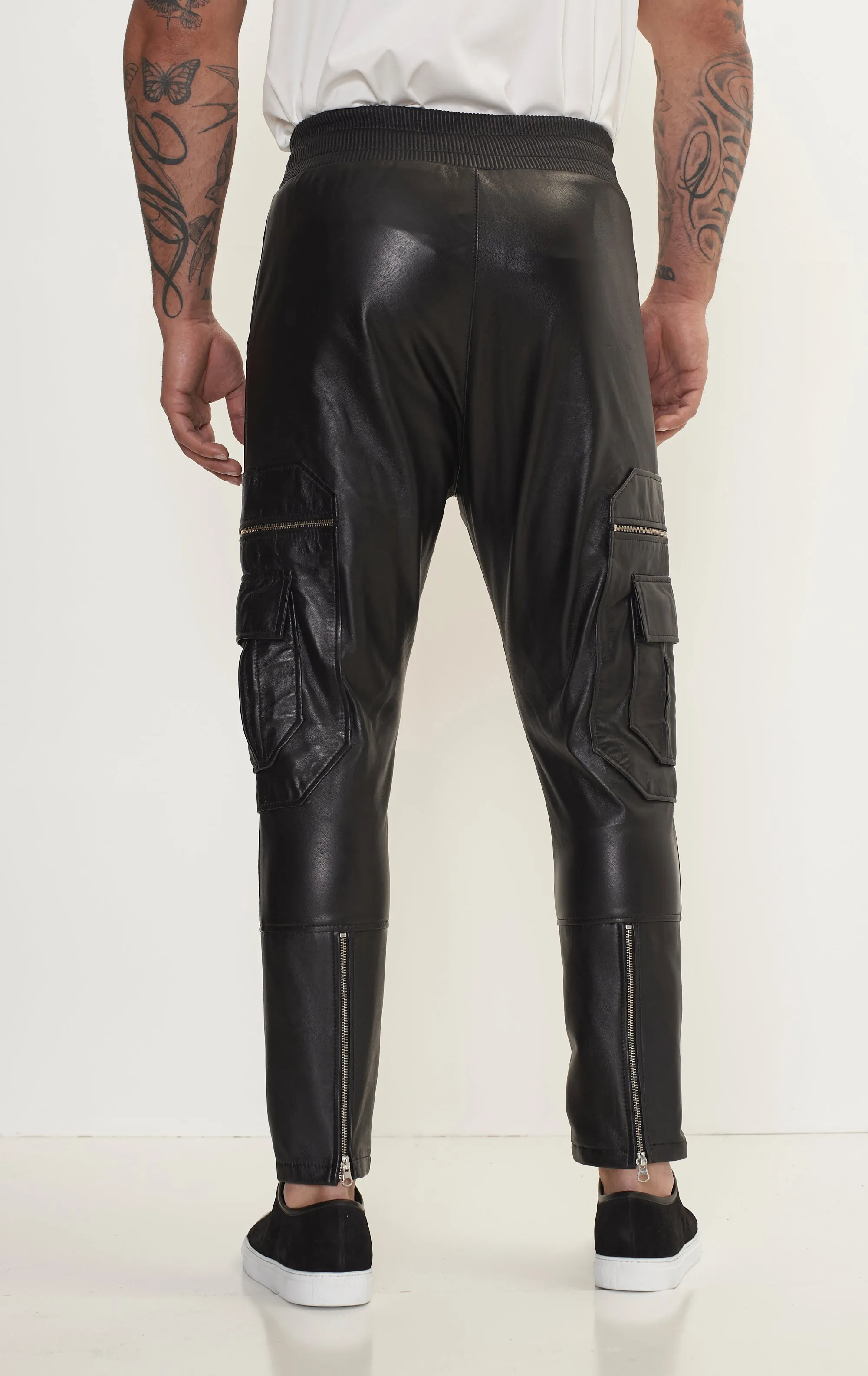Genuine Leather Destination Joggers - Black