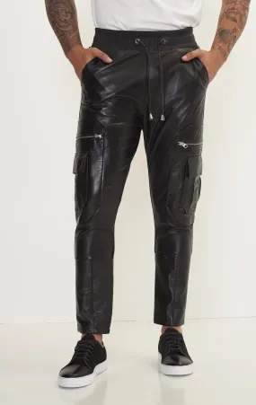 Genuine Leather Destination Joggers - Black