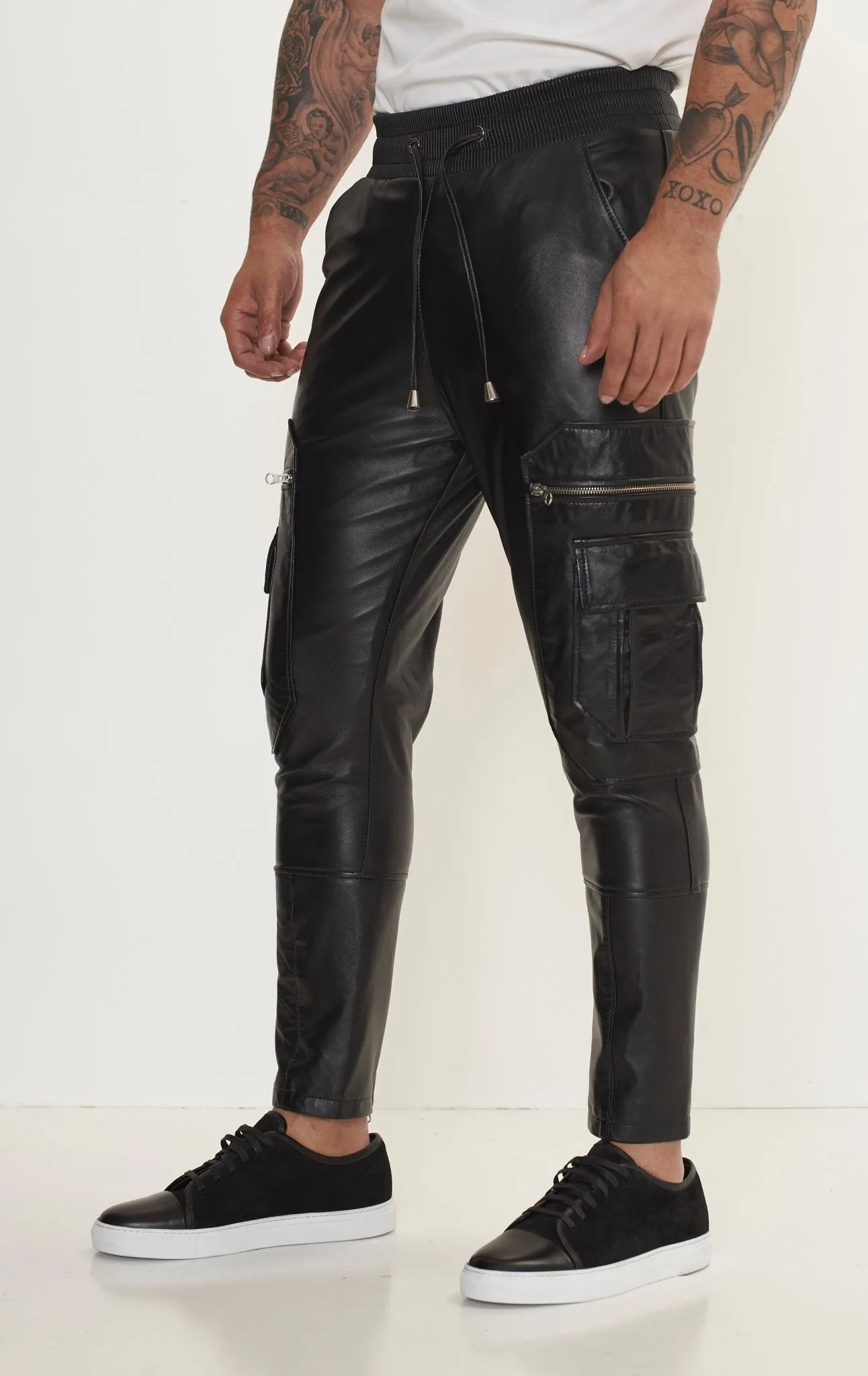 Genuine Leather Destination Joggers - Black