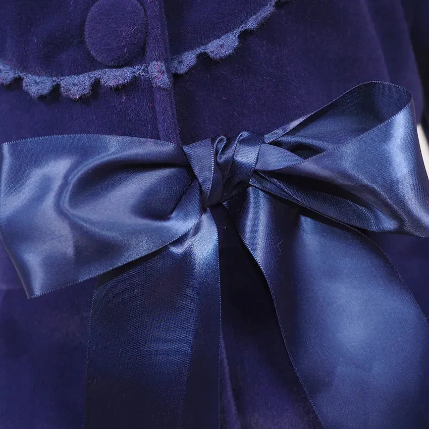 Girls' Wool Blend Bow Coats