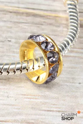 Glimmering Grey Stone Bead Charm