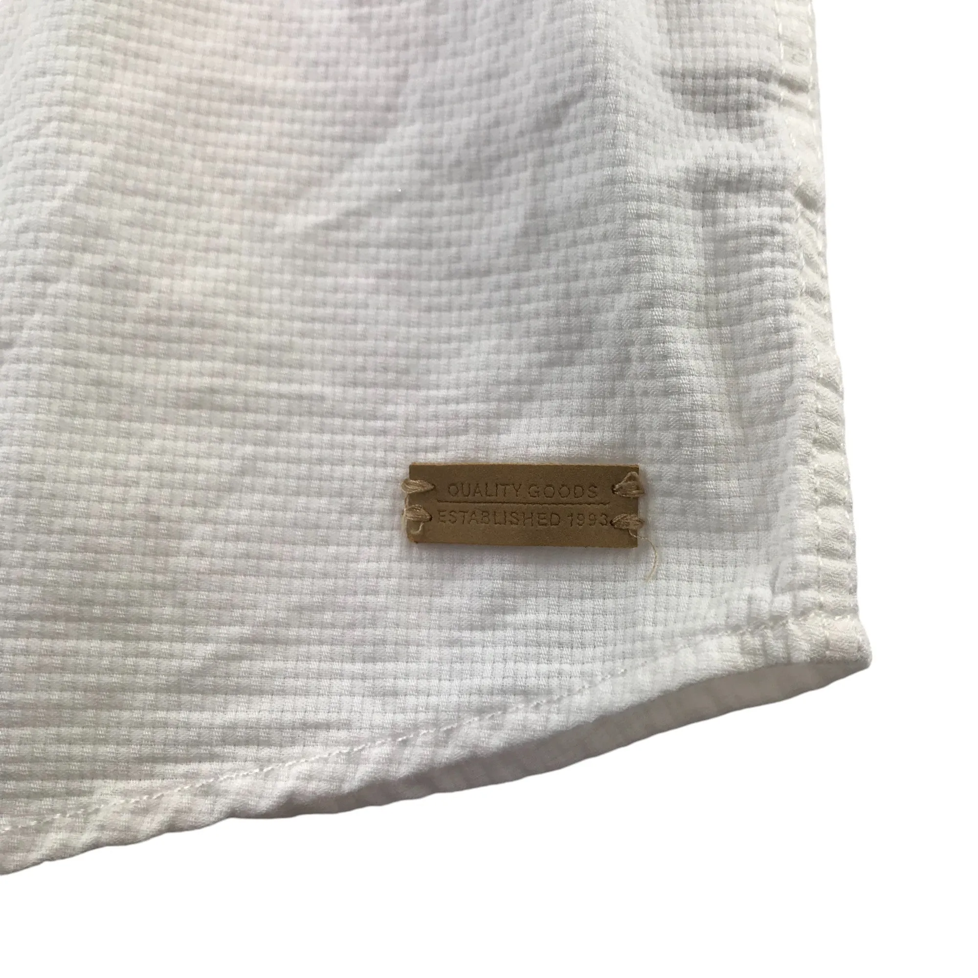 H&M Shirt 7-8 Years White Plain collarless Button-Up Cotton