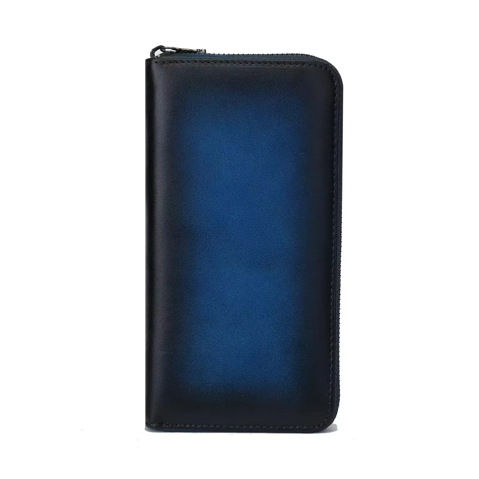 Handmade Long Leather Wallet Purse Large Capcity Multi Cards Zipper Soft Clutch for Women