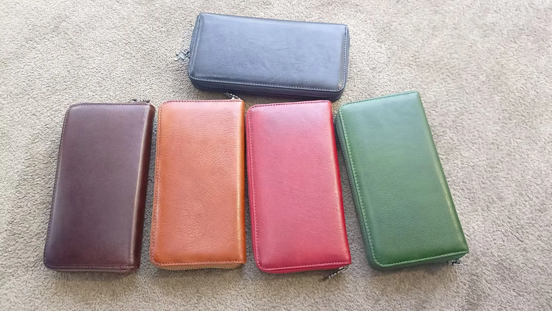 Handmade Long Leather Wallet Purse Large Capcity Multi Cards Zipper Soft Clutch for Women