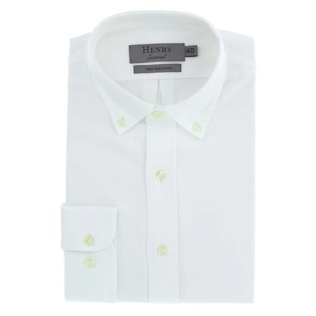 HENRY SARTORIAL Oxford Single Cuff Shirt WHITE