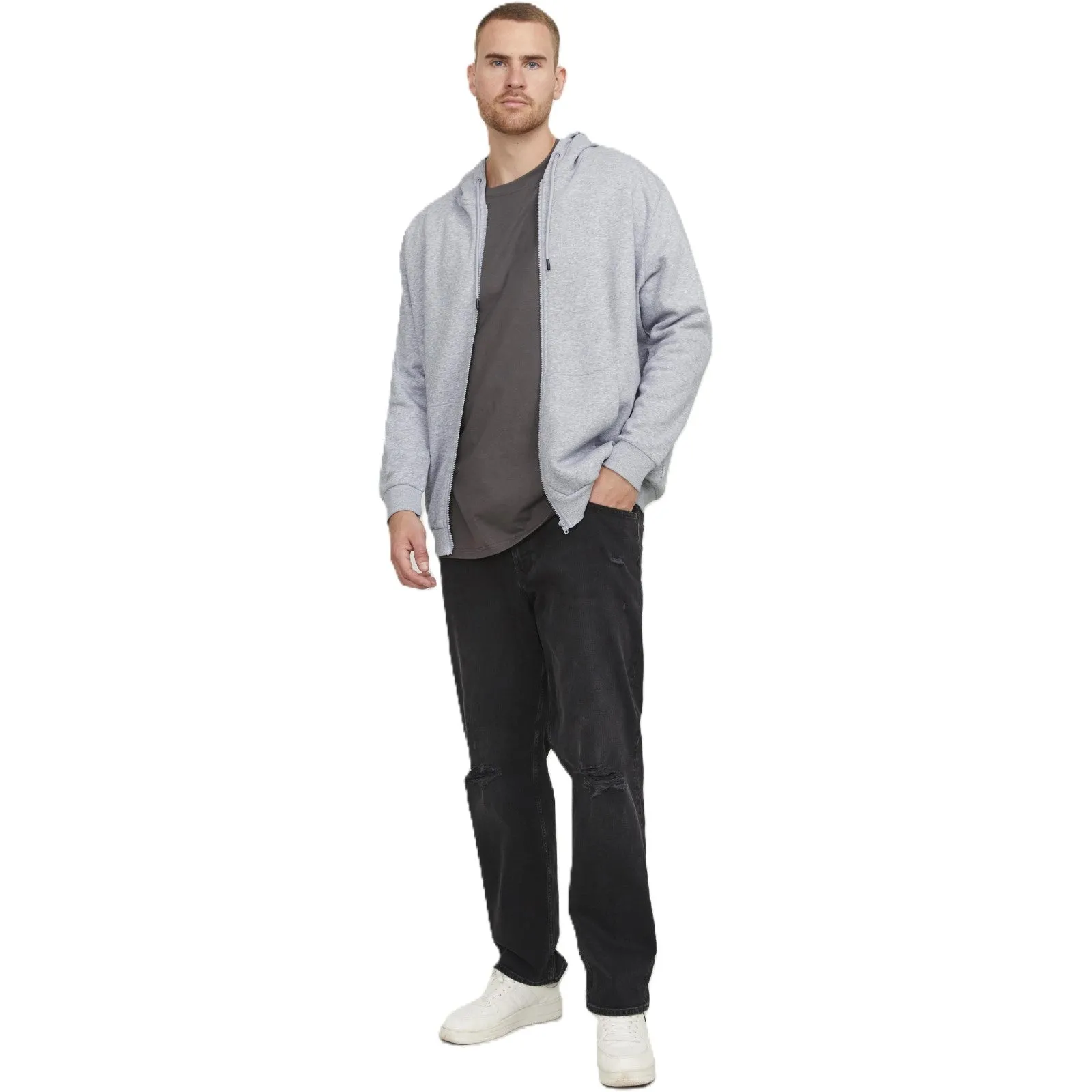 Jack & Jones Mens Bradley Sweat Zip  Big & Tall Hoodie