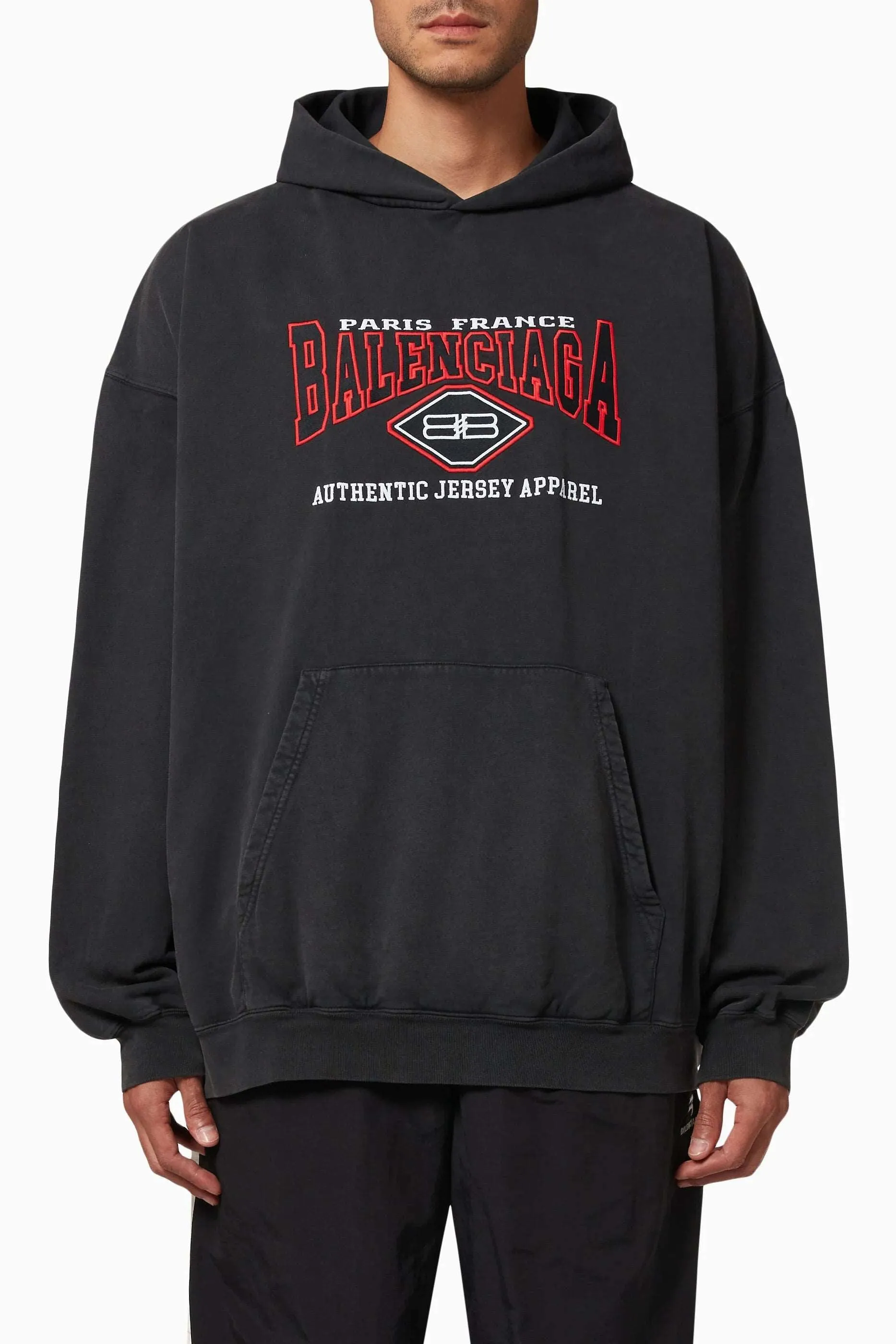 Logo-Embroidered Oversized Black Hoodie