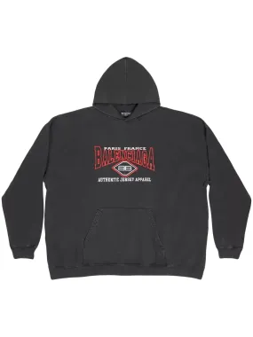 Logo-Embroidered Oversized Black Hoodie