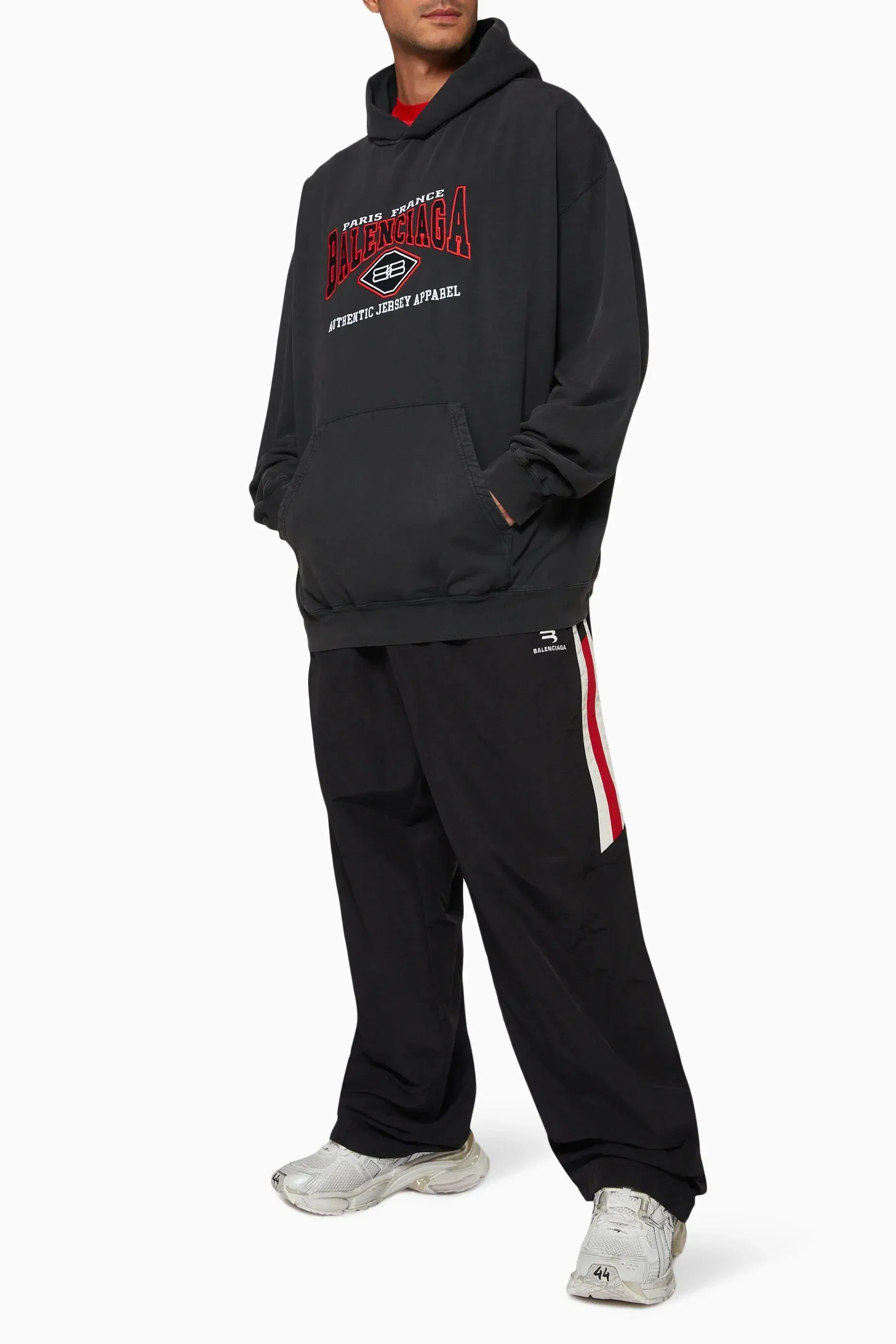 Logo-Embroidered Oversized Black Hoodie