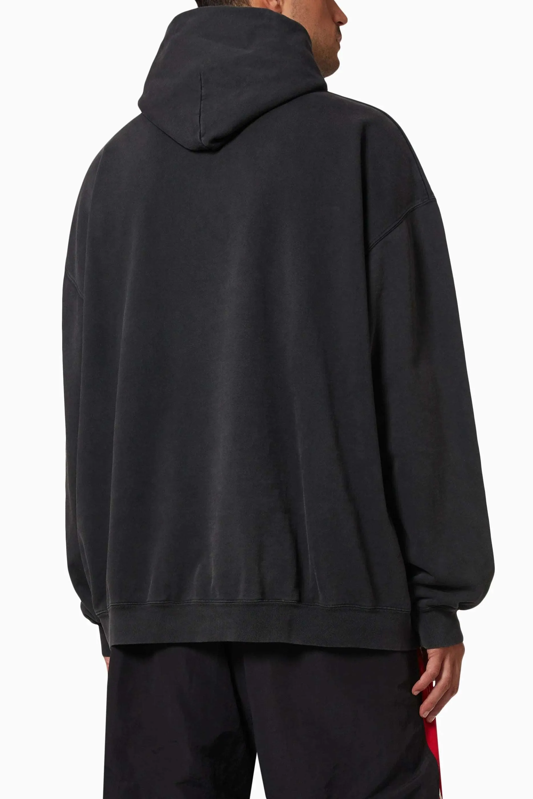 Logo-Embroidered Oversized Black Hoodie