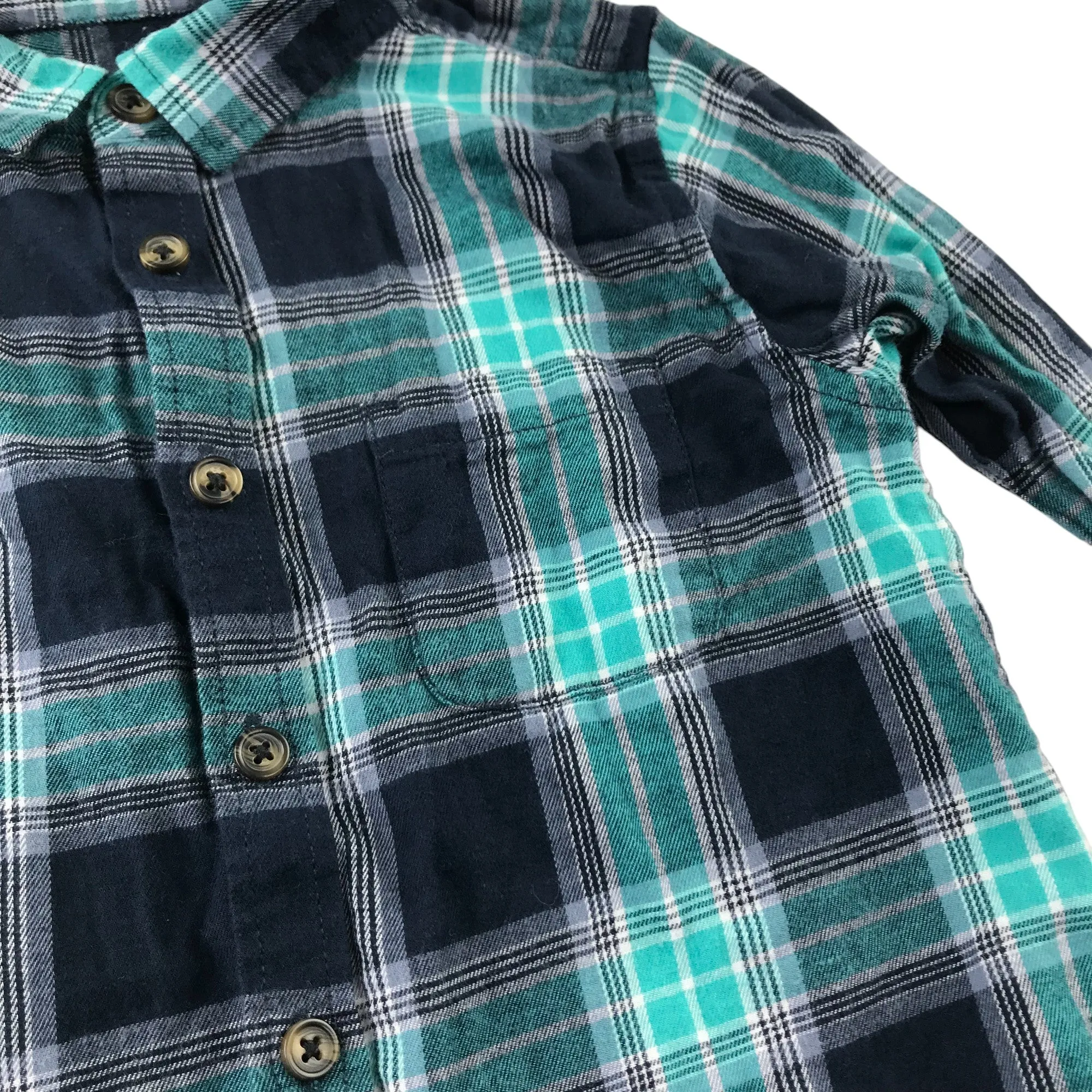Matalan Shirt 5-6 Years Green Checked Cotton