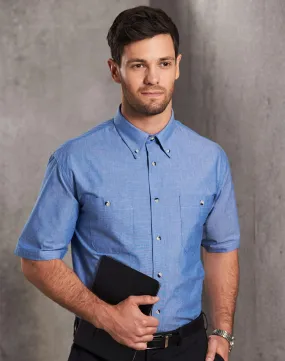 Mens Chambray Shirt- Short Sleeve