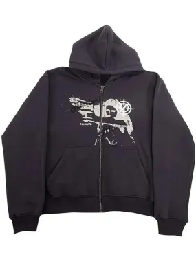 Men's Graphic Zip Up Long Sleeve Hoodie