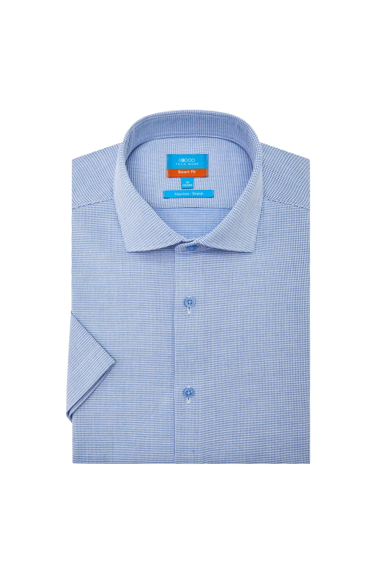 Non-Iron Easy Care Smart Fit 2 Tone Short Sleeve Shirt
