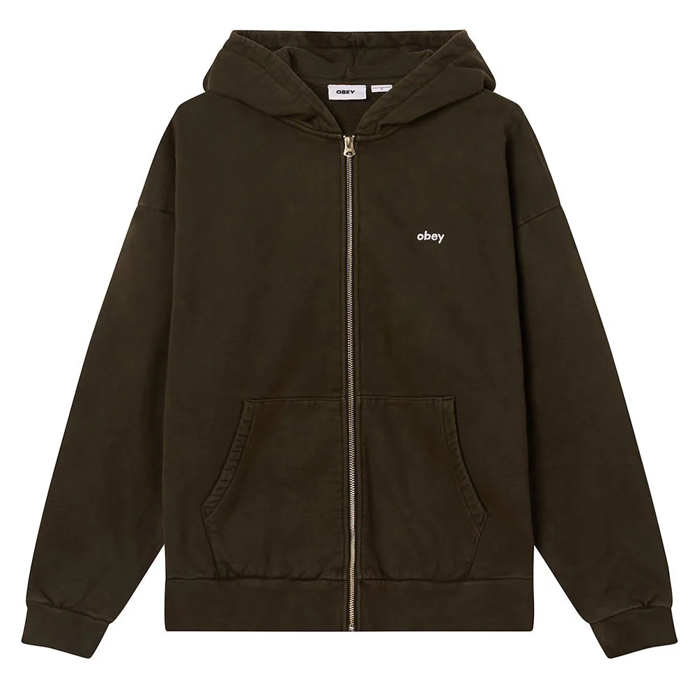 OBEY LOWERCASE PIGMENT ZIP HOOD // PIGMENT ROSIN