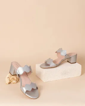 PALM BEACH BLOCK HEEL SCALLOP SANDAL