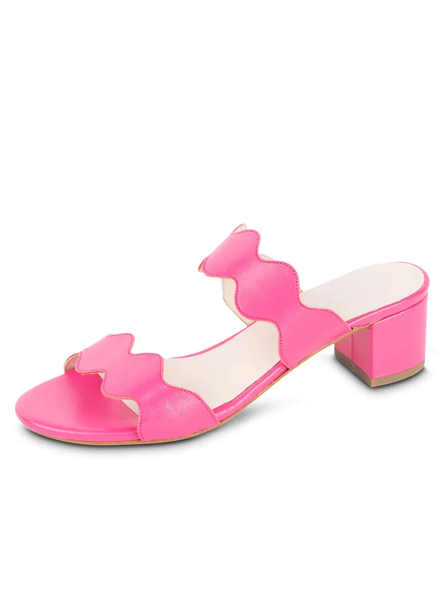 PALM BEACH BLOCK HEEL SCALLOP SANDAL