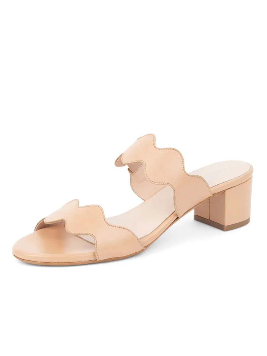 PALM BEACH BLOCK HEEL SCALLOP SANDAL