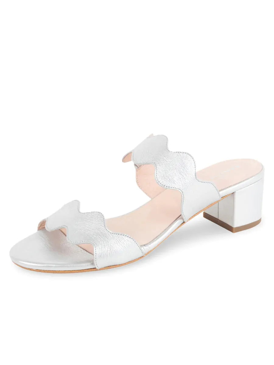 PALM BEACH BLOCK HEEL SCALLOP SANDAL