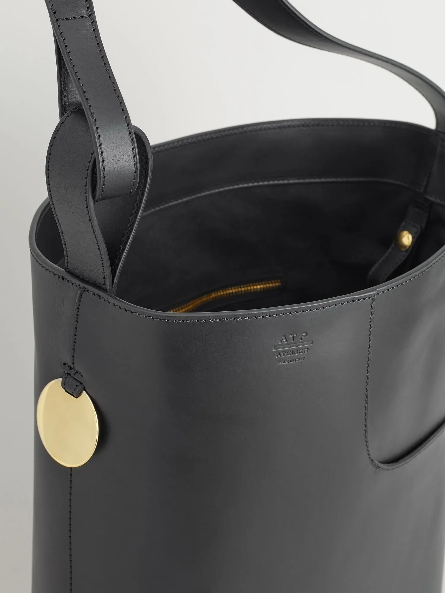 Pienza Black Leather Large tote Bag