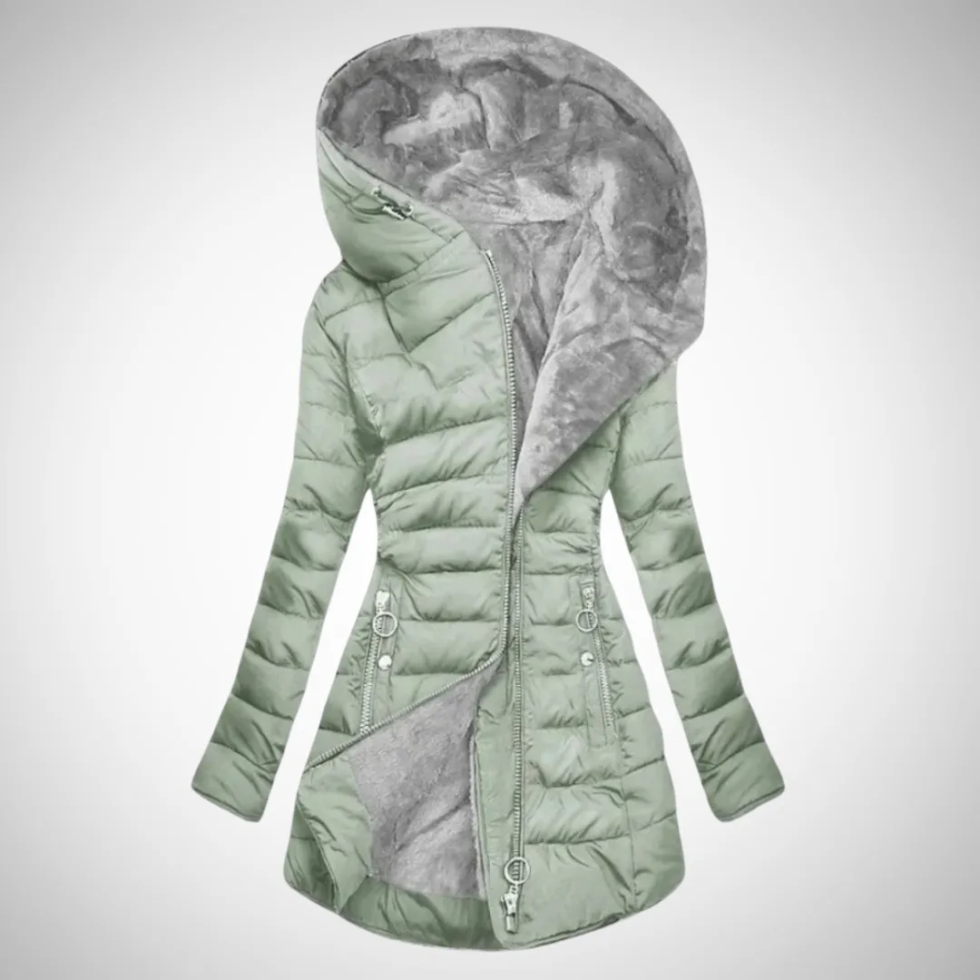 Rebecca Asymmetrical Hooded Puffer Coat