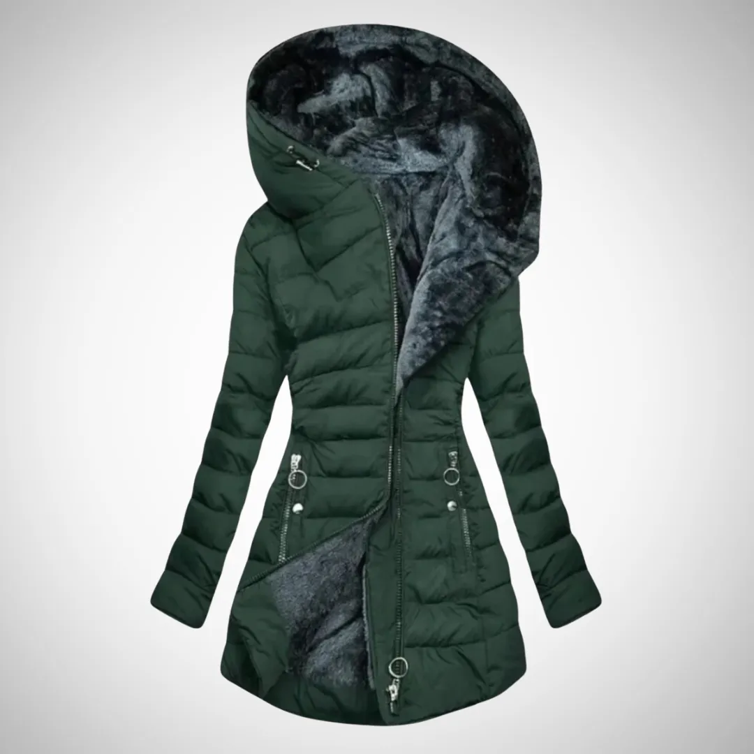 Rebecca Asymmetrical Hooded Puffer Coat