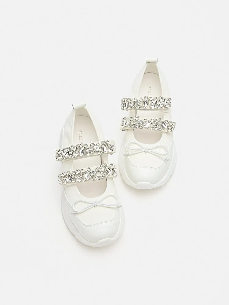 Renae Diamante Embellished Bow Sneakers