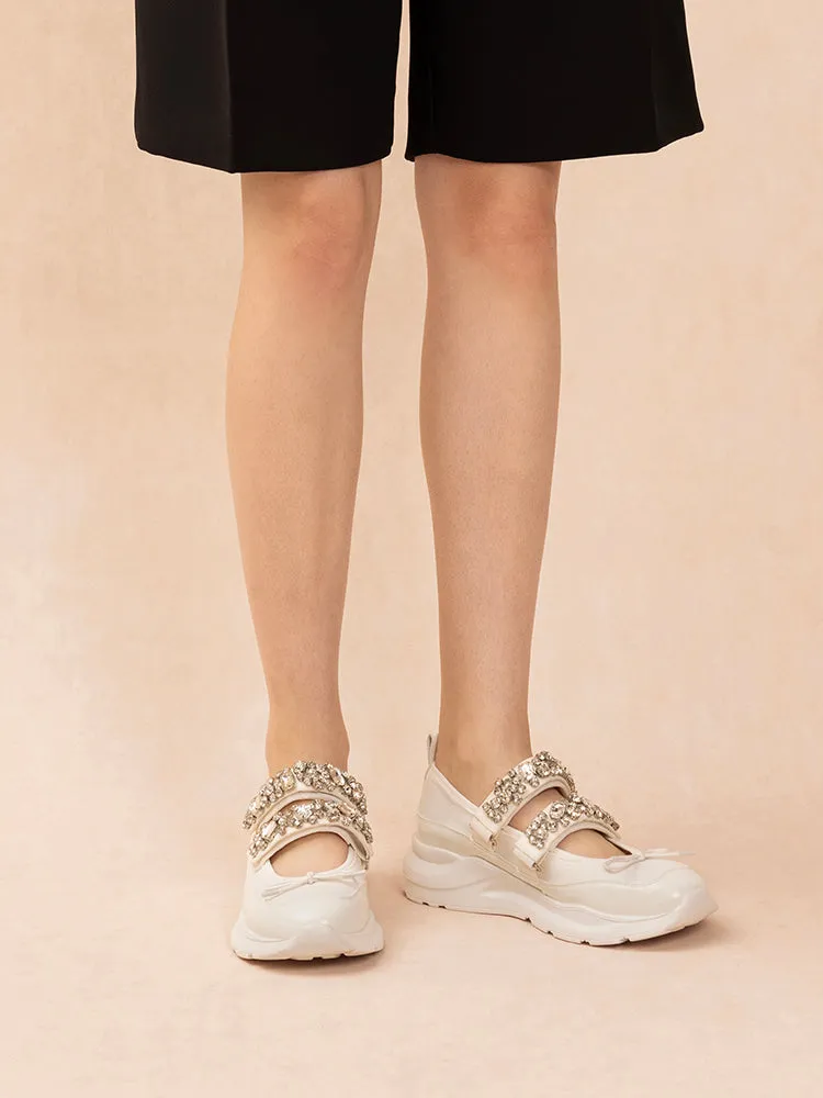 Renae Diamante Embellished Bow Sneakers