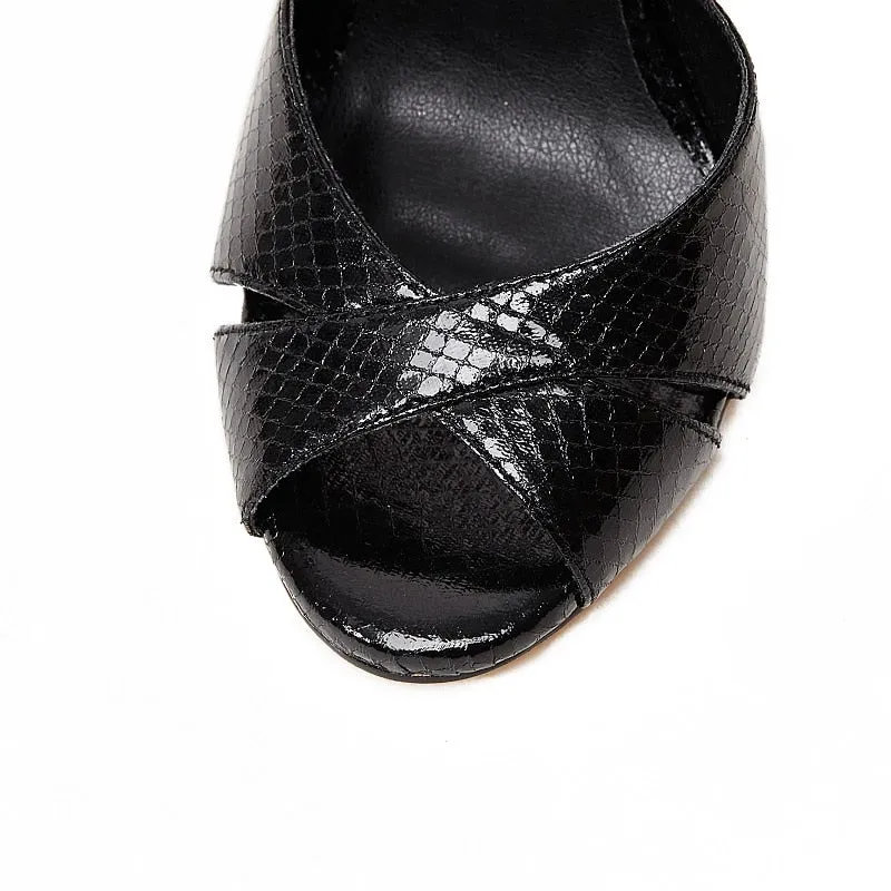 Snakeskin Embossed Sandal