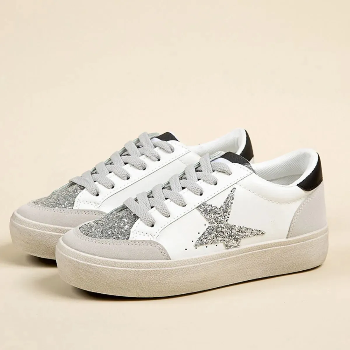 Star Sequin Round Toe Platform Sneakers