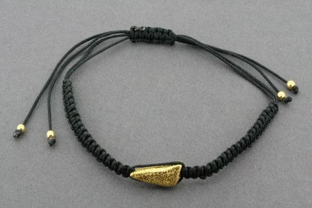 string bracelet - long triangle - gold sparkle