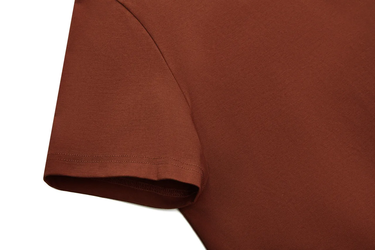 Super Soft Mercerized Cotton High Crew Neck Basic Logo Tee in Smart Fit