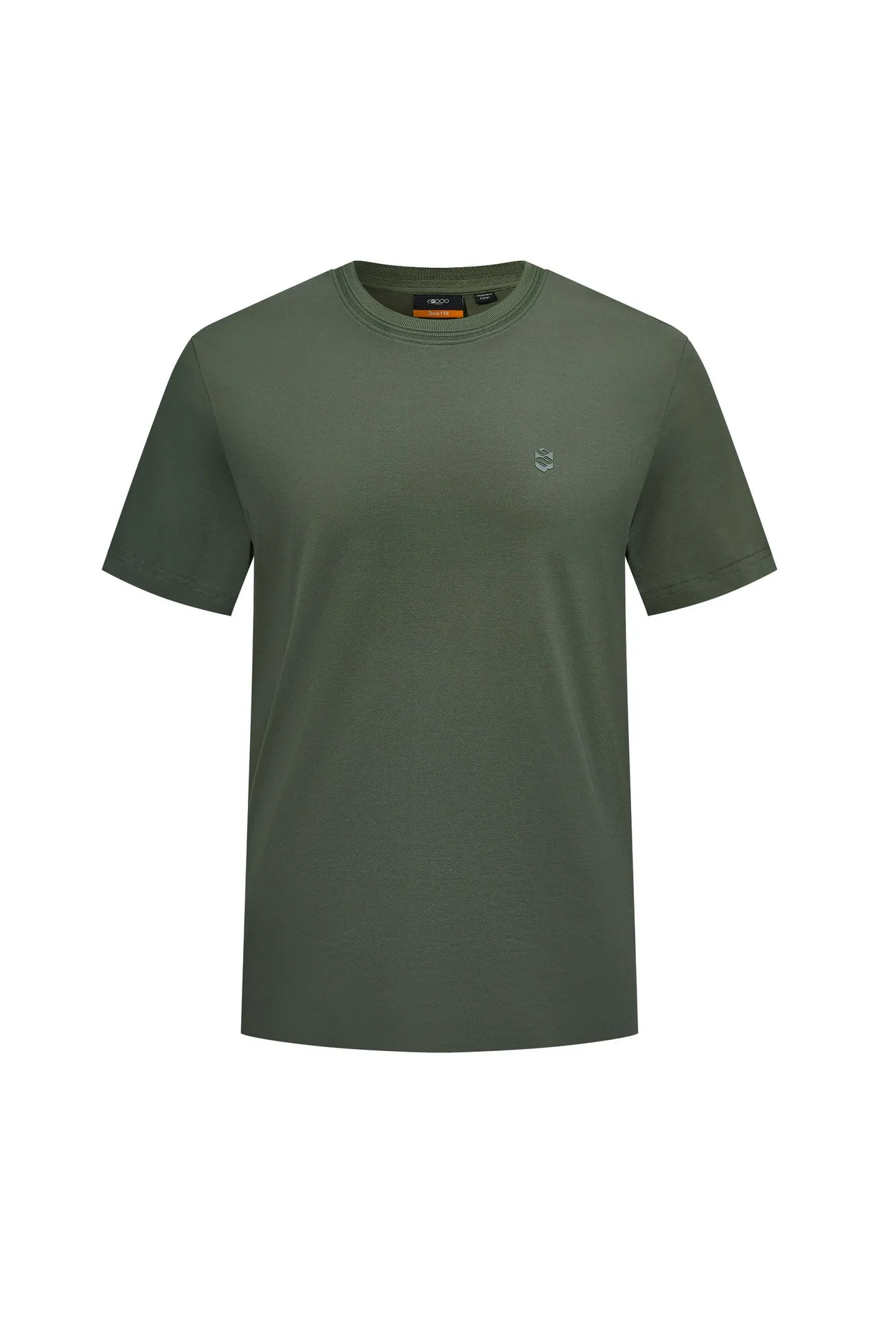 Super Soft Mercerized Cotton High Crew Neck Basic Logo Tee in Smart Fit