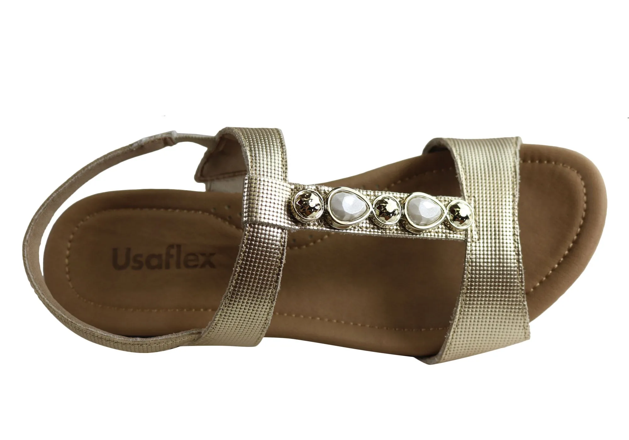 Usaflex Darwin Womens Comfort Cushioned Leather Sandals Made In Brazil