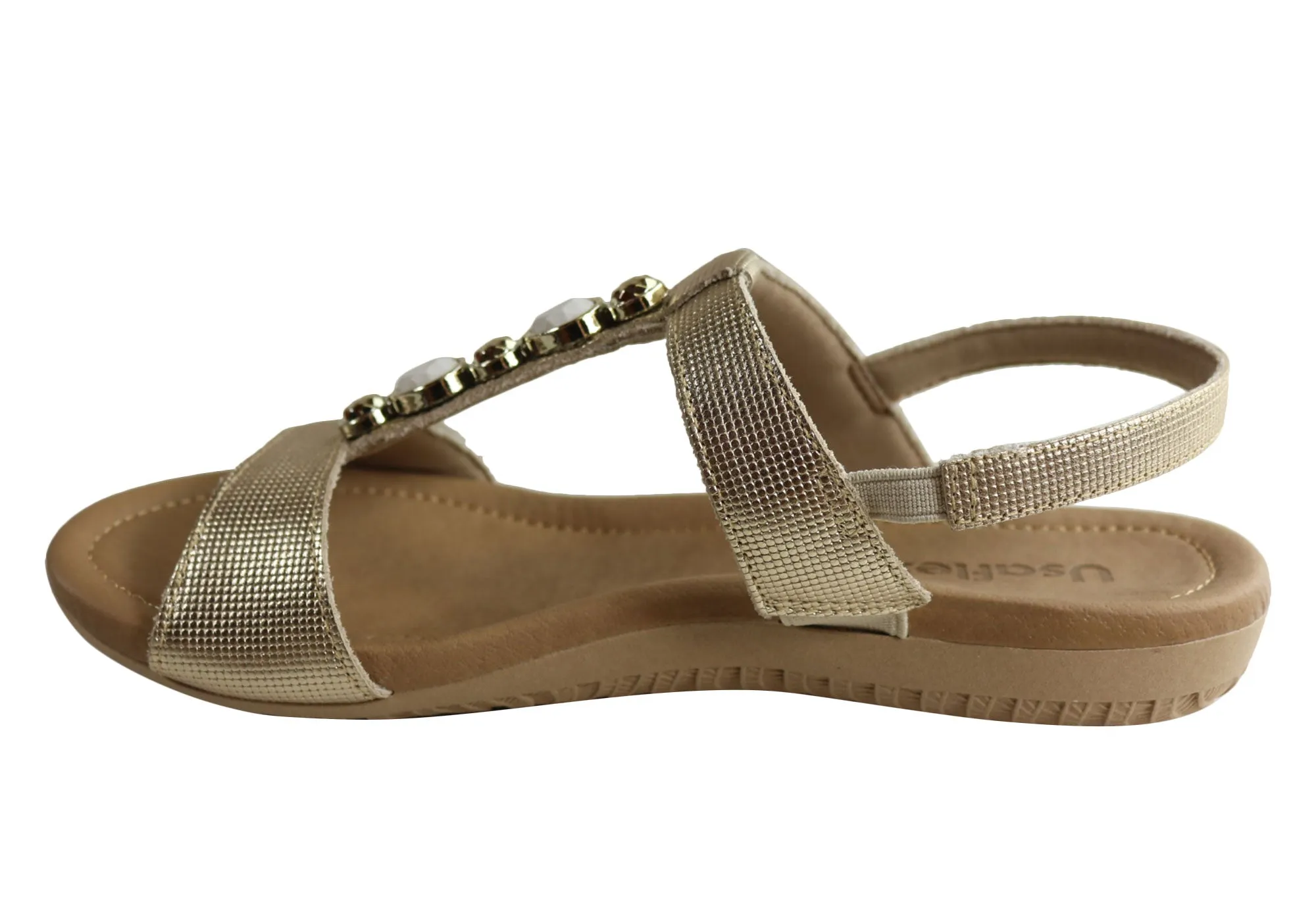 Usaflex Darwin Womens Comfort Cushioned Leather Sandals Made In Brazil