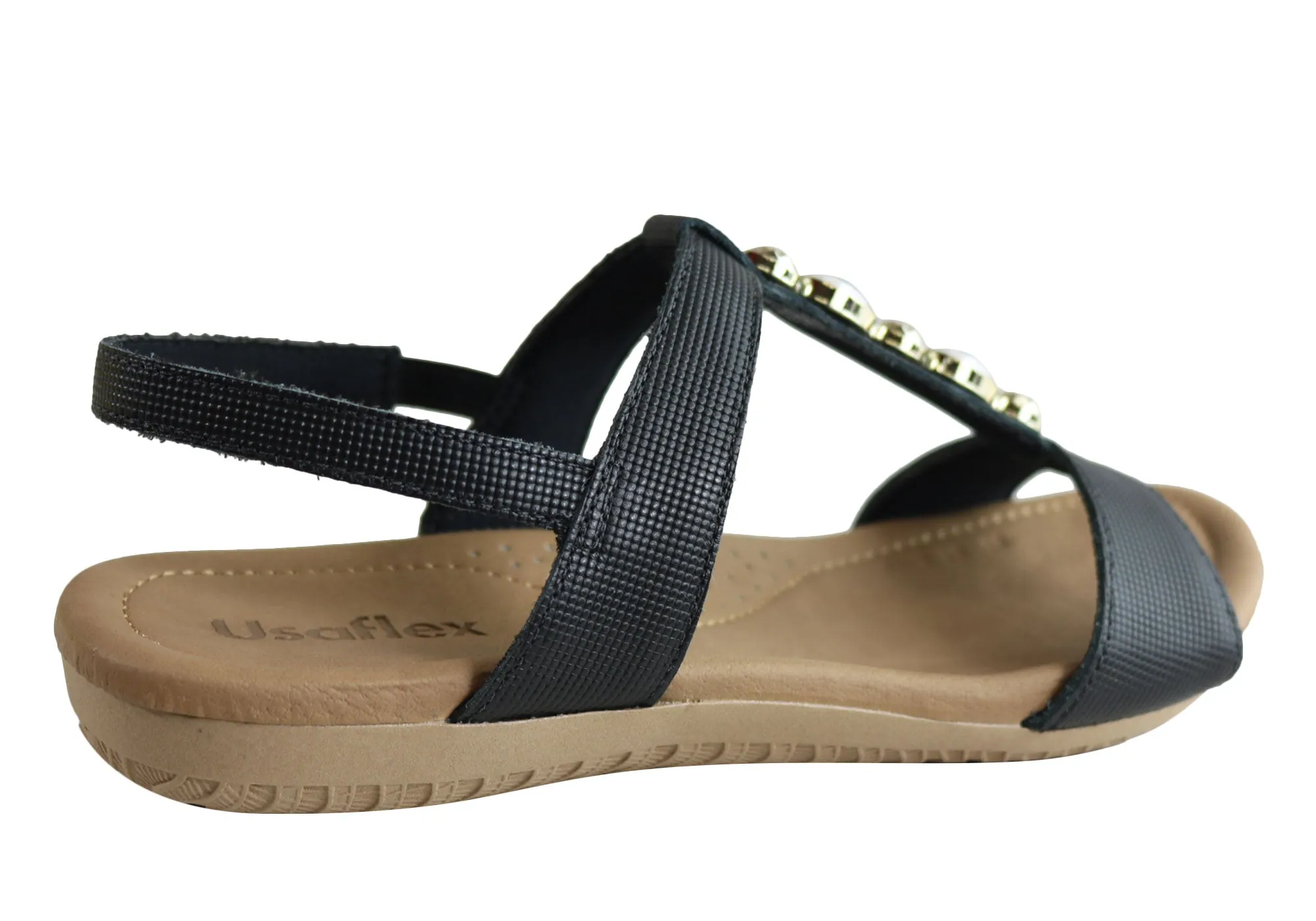 Usaflex Darwin Womens Comfort Cushioned Leather Sandals Made In Brazil