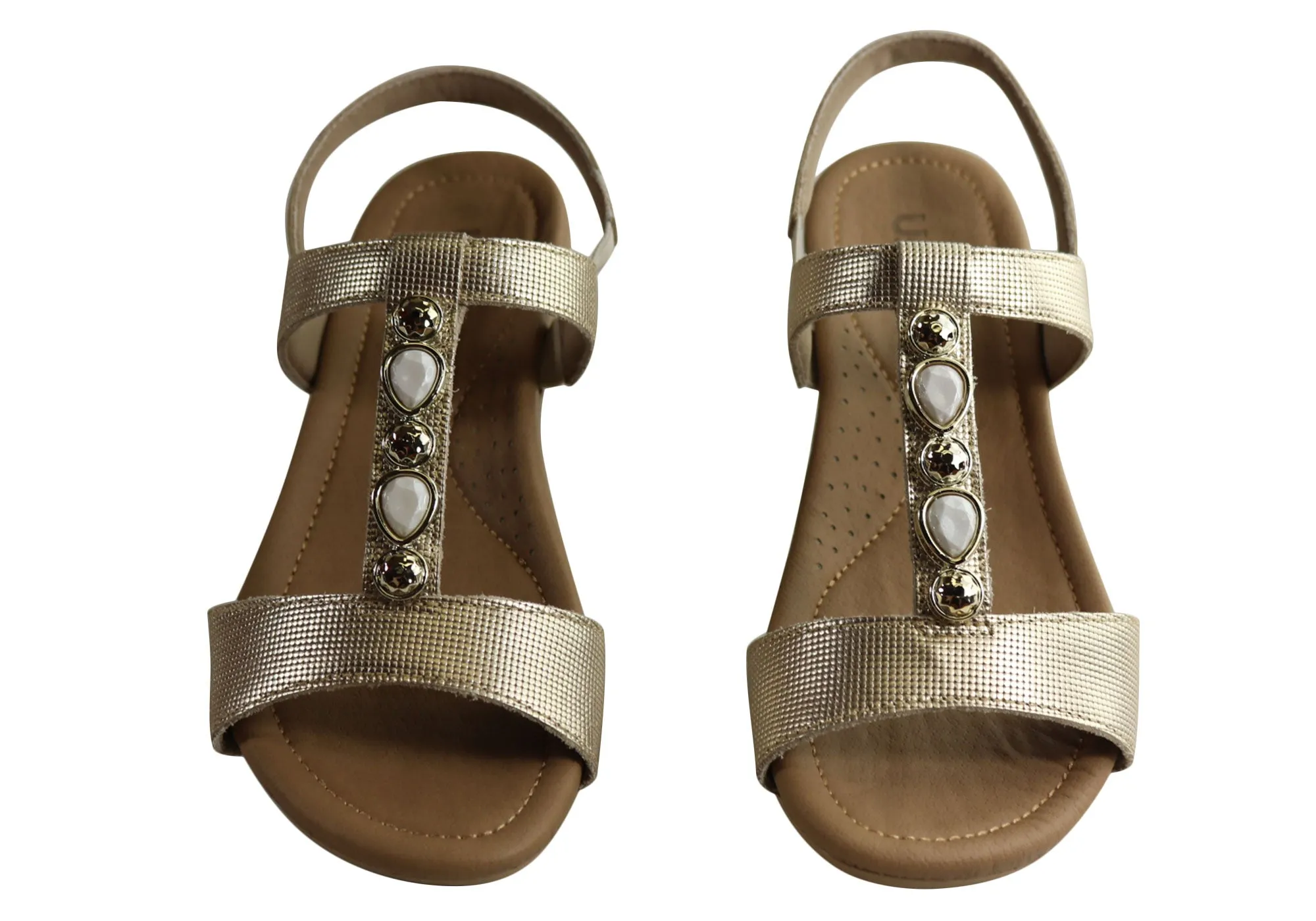 Usaflex Darwin Womens Comfort Cushioned Leather Sandals Made In Brazil