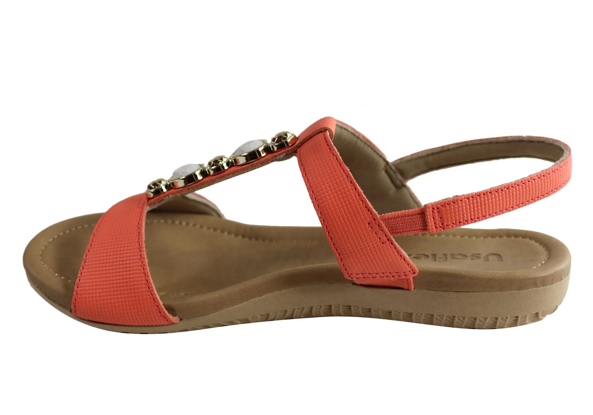 Usaflex Darwin Womens Comfort Cushioned Leather Sandals Made In Brazil