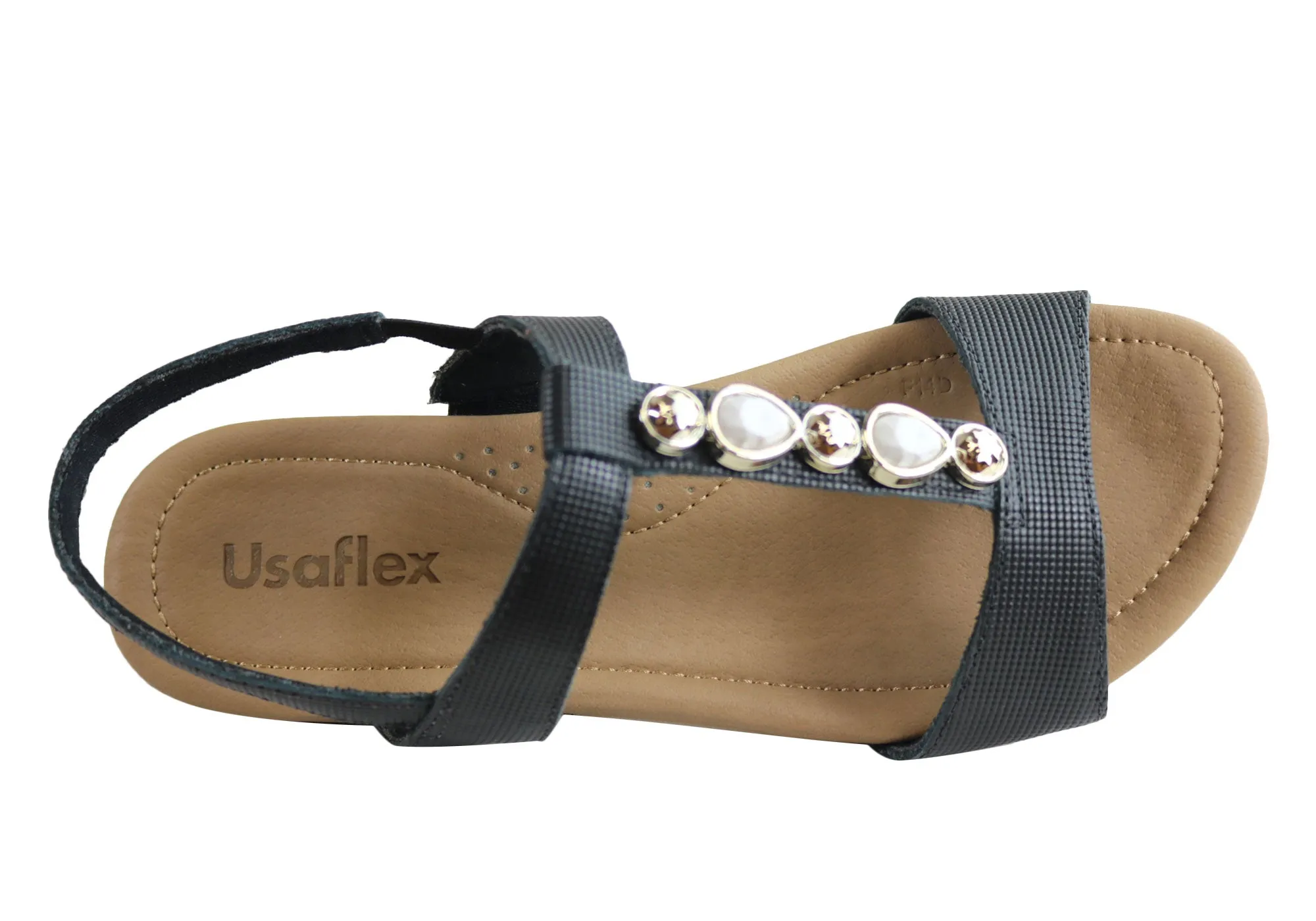 Usaflex Darwin Womens Comfort Cushioned Leather Sandals Made In Brazil