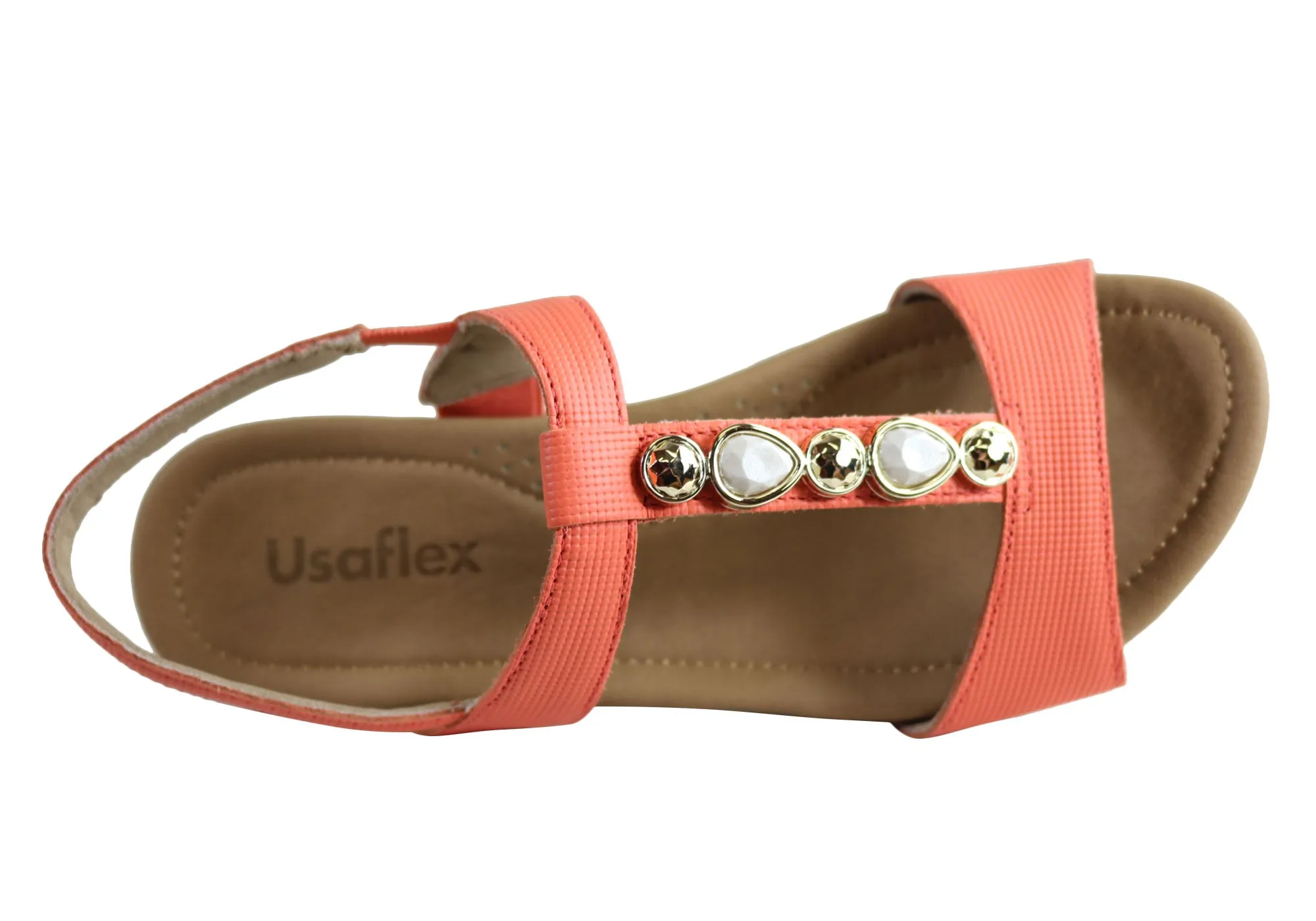 Usaflex Darwin Womens Comfort Cushioned Leather Sandals Made In Brazil