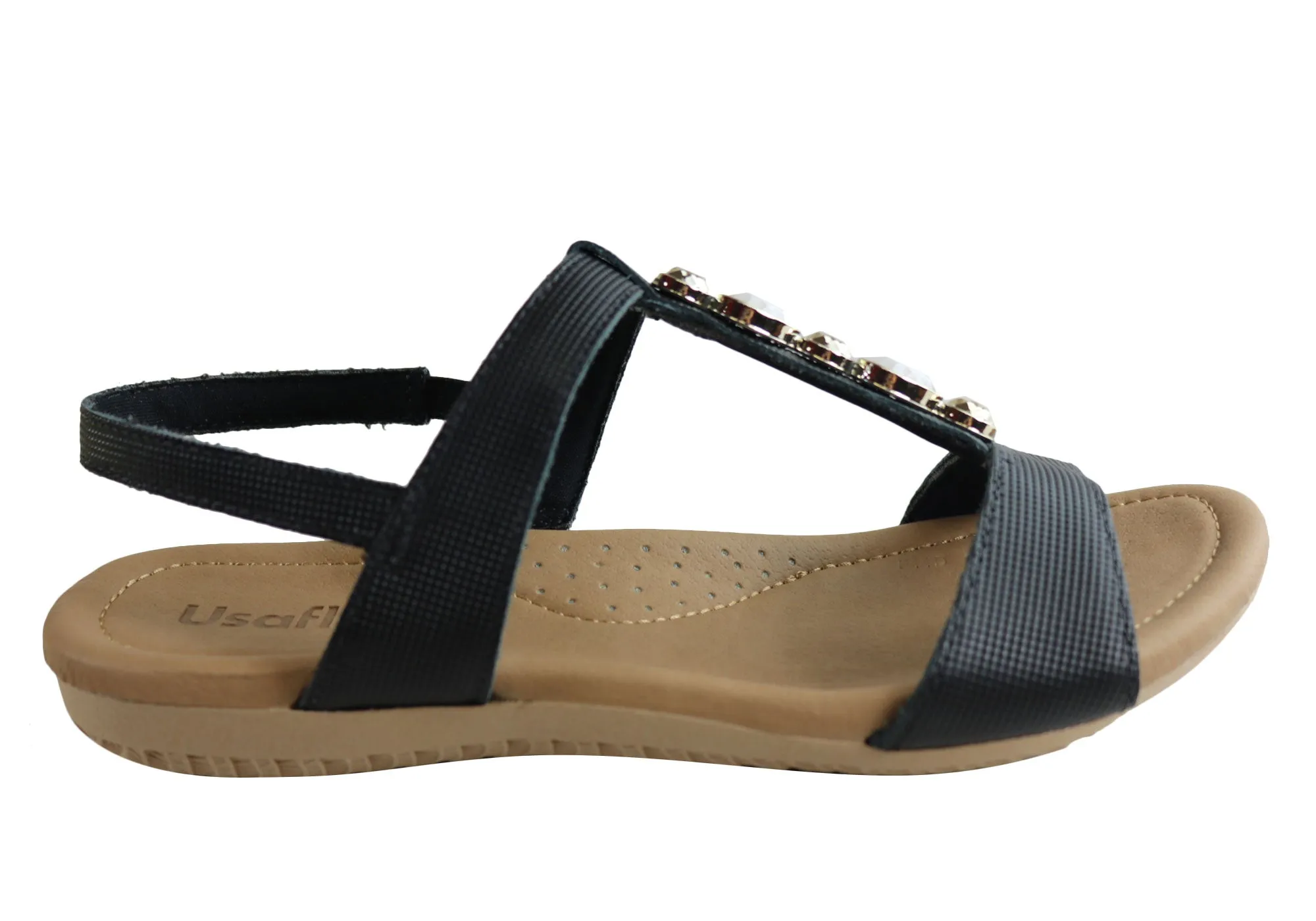 Usaflex Darwin Womens Comfort Cushioned Leather Sandals Made In Brazil