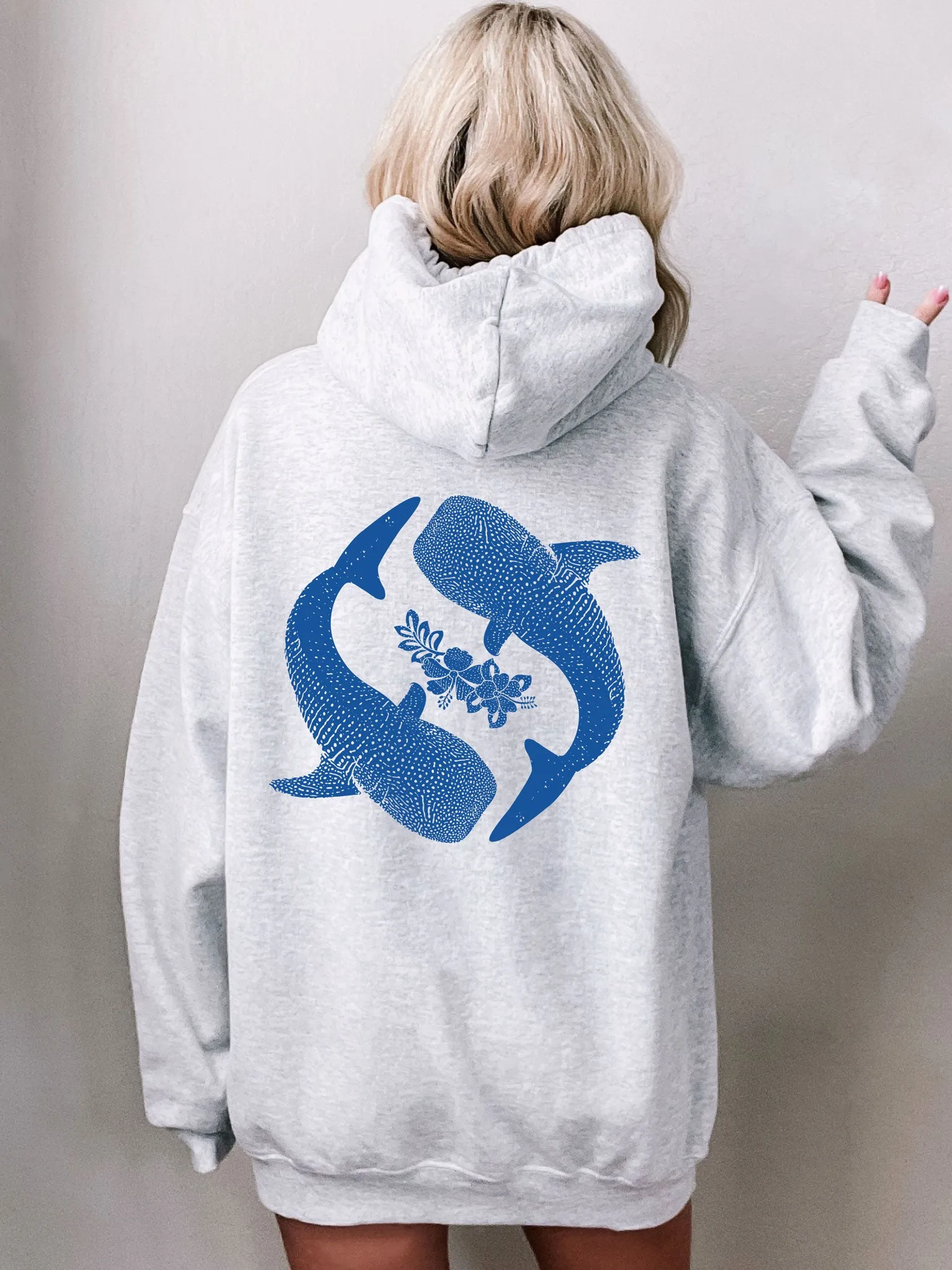 Yin Yang Whale Shark Hibiscus Hoodie - New!